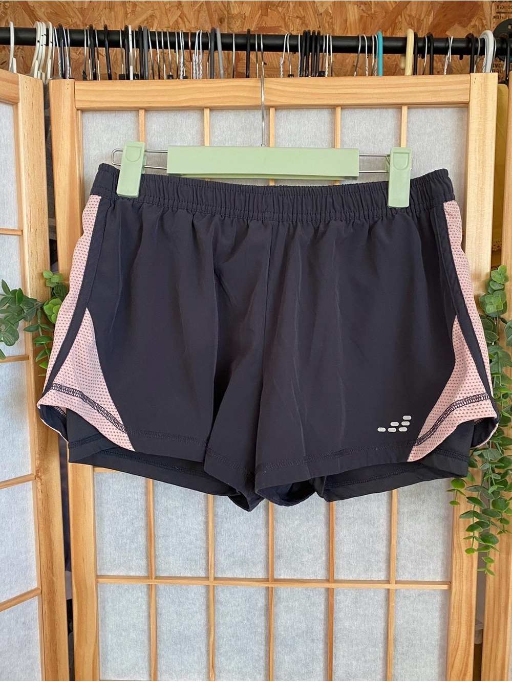 bcg Black Athletic Shorts with Pink Mesh Accents